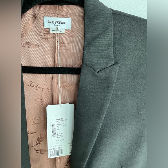 NWT 🏷 ZADIG & VOLTAIRE VEDY STRASS SKULL BLAZER IN BLACK SIZE 36 - Picture 11 of 12